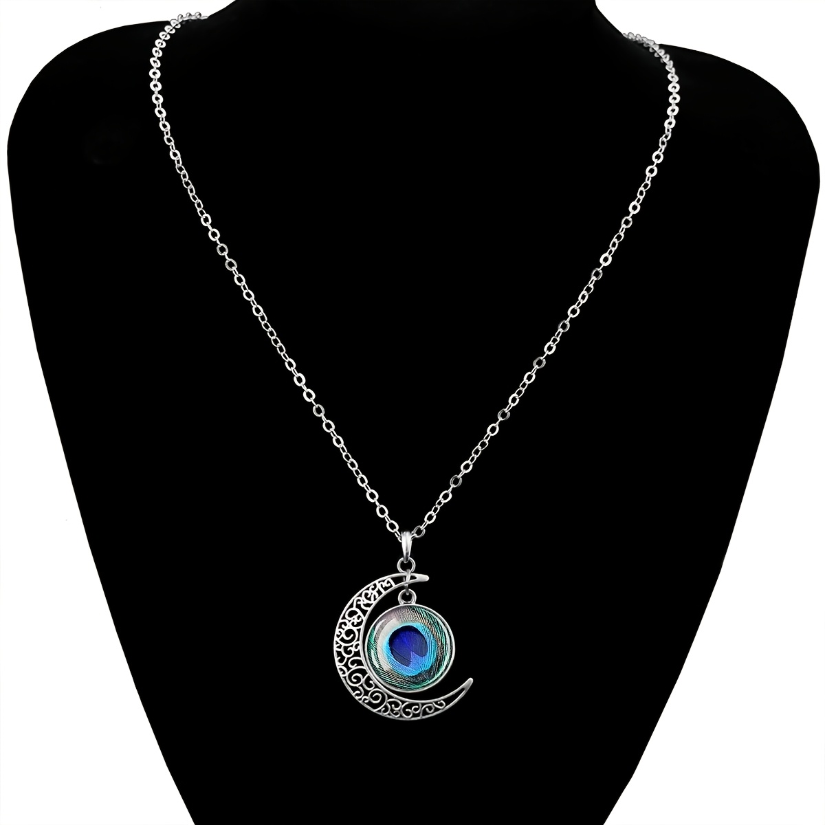 Crescent Moon Necklace Elegant Glass Pendant Charm
